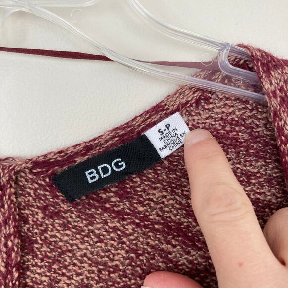 Urban Outfitters BDG Maroon Heathered Knit Open Front Cardigan Sz S - Picture 2 of 5